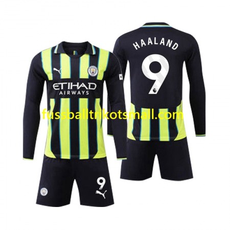 Fußballtrikots Manchester City Erling Haaland 9 Kinder 2024-2025 Langarm Auswärts-trikot kaufen